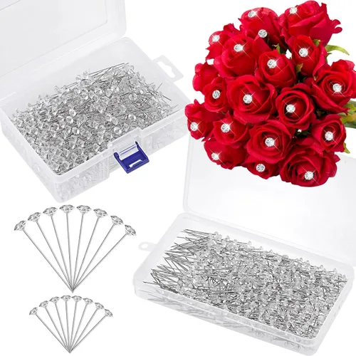 Miniatura 9 de 400 accesorios para ramo de flores, 4 estilos de 1.5 a 2.1 pulgadas, alfileres de ramillete, alfileres de ramo de perlas, alfileres de cabeza