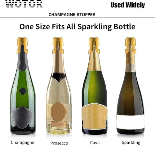Miniatura 5 de WOTOR Paquete de 3 Tapones de Champán con Conservador de Champán de Acero Inoxidable con Silicona de Grado Alimenticio a Prueba de Fugas Mantiene