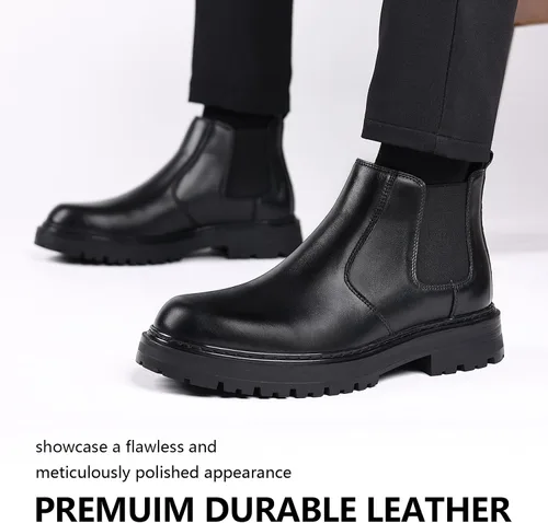 Miniatura 5 de Holy dove Botas Chelsea con plataforma y puntera ancha para hombre, botas casuales de vestir al tobillo