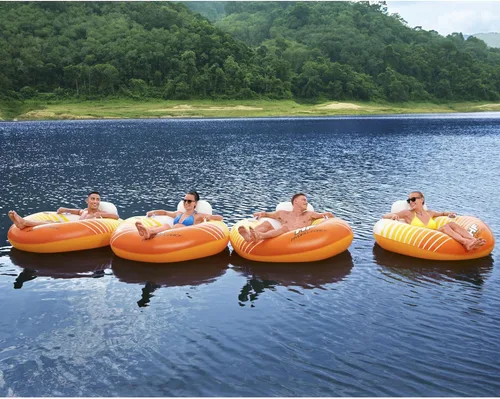 Miniatura 5 de Bestway 43399E Hydro-Force Sunkissed - Flotador inflable de PVC con cierre de PVC y soporte para tazas, naranja y amarillo