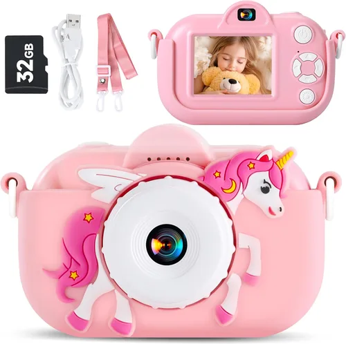Miniatura 13 de MAVOKIS Cámara digital para niños de 3 a 8 años, cámara 1080P para niños con tarjeta SD de 32 GB, juguetes para niñas de 6 a 9 años, regalos