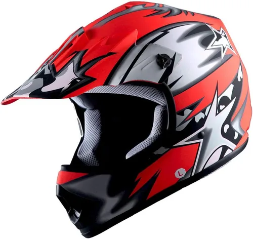 WOW Youth Kids Motocross BMX MX ATV Dirt Bike Moutain Helmet Storm Black Estrella Matt Red