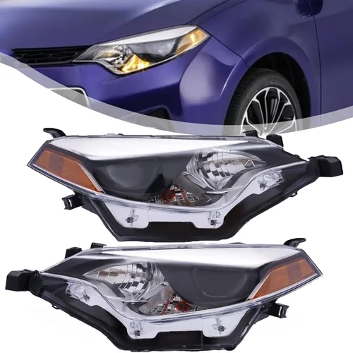 Faros delanteros halógenos para Toyota Corolla 2014-2016 LED DRL tubo proyector w/bombilla (lado del conductor + pasajero)