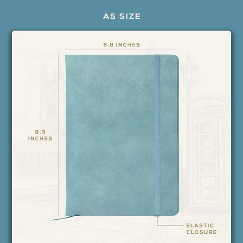 Miniatura 4 de BEECHMORE BOOKS Cuaderno rayado, 5.8 x 8.3 pulgadas, páginas rayadas A5, 160 páginas, diarios de cuero de tapa dura para mujeres, hombres, escritura