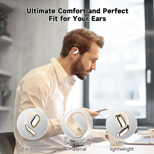 Miniatura 4 de Auriculares Bluetooth 5.4 de Oreja Abierta, Auriculares Inalámbricos Deportivos Sobre la Oreja con Micrófono Integrado con Ganchos para las Orejas