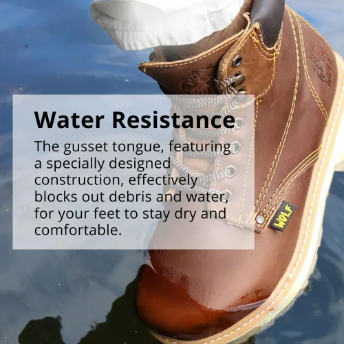 Miniatura 2 de Wolf Work Boot 100% Genuine Upper Leather Oil, Impact, Abrasion Resistant Electrical Hazards Non-Slip Rubber Sole Steel Toe Padded