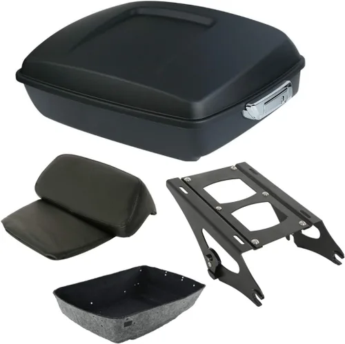 Miniatura 21 de TCT-MOTORPARTS Soporte Completo Negro de Maletero de Equipaje Cortado para Tour y Respaldo de Montaje Compatible con Harley Road Glide Street Glide