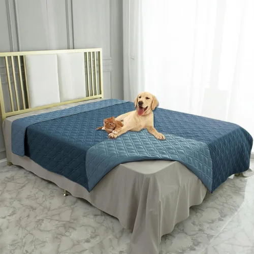 Miniatura 135 de Ameritex Funda Impermeable para Cama de Perro Manta para Mascotas para Muebles Cama Sillón Sofá Reversible Azul marino+azul piedra