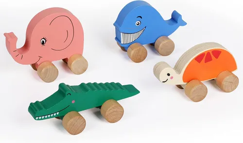 Miniatura 3 de TOWO - Autos de madera para niños pequeños – Animales sobre ruedas – Vehículos sensoriales de agarre motriz juguete – Camiones de empuje y marcha