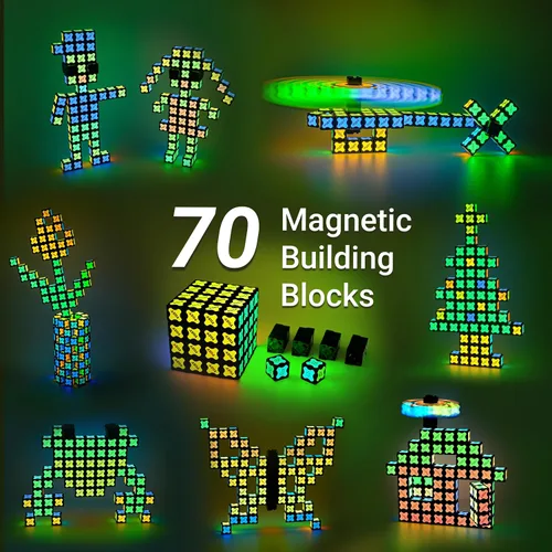 Miniatura 5 de TOSY Cubo Magnético 4x4 - 70 Bloques, 560 Imanes, Multiuso: Bloques de Construcción Creativos, Fidget Spinner Transformable, Rompecabezas/Cubo Cubo