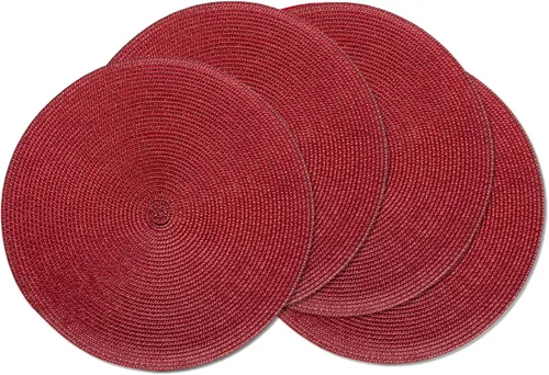 Miniatura 37 de AHHFSMEI Juego de 6 manteles individuales redondos trenzados de 15 pulgadas para mesas de comedor, tejido natural, resistentes al calor, color azul
