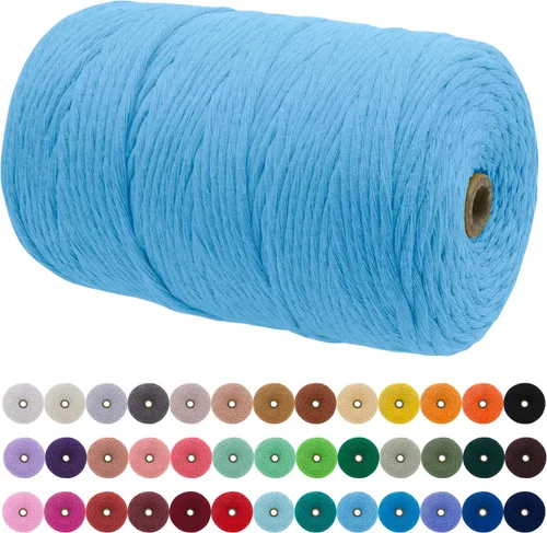 Miniatura 13 de JeogYong Cordón de macramé de un solo hilo 2mm x 164 yardas (492 pies) Cuerda de algodón suave, hilo de macramé 2 mm, suministros de macramé