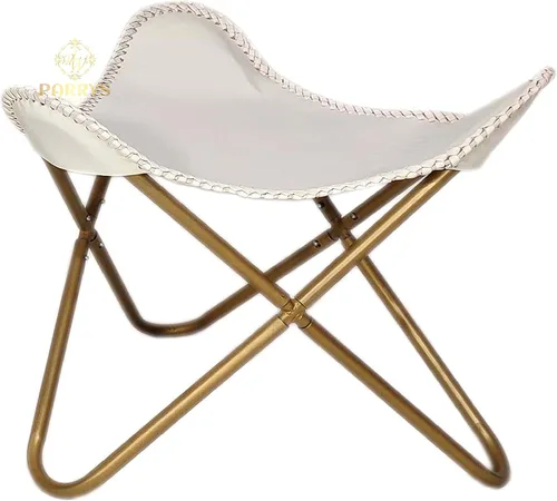 Miniatura 18 de Pie plegable de mariposa de cuero Acento de salón, camping, caminar, caza, senderismo, pesca, viajes (beige)