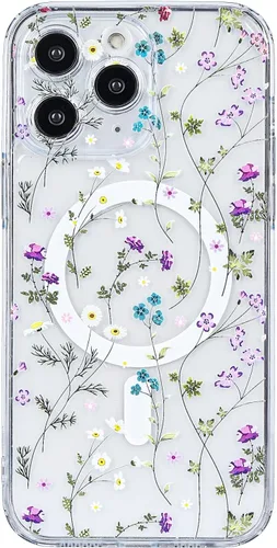 Miniatura 22 de Compatible con el teléfono 13 Pro - Funda magnética mate translúcida, de lujo, a prueba de golpes, magnética y con bonito patrón de flores, carcasa