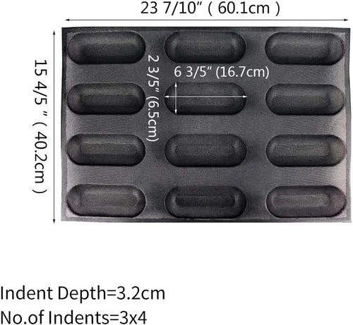Miniatura 2 de FETESUR Moldes para perros calientes, moldes antiadherentes para pan de pan, molde de silicona de grado alimenticio, 12 panes de 40 x 60 pulgadas