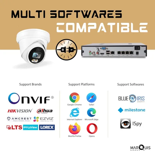 Miniatura 6 de Marquis Cámara domo de torreta IP PoE de 8MP con micrófono/audio, cámara de seguridad IP para exteriores, visión nocturna IR de 98 pies, impermeable