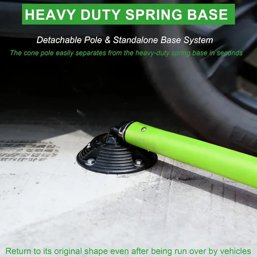 Miniatura 5 de OrangeStar Paquete de 8 conos de tráfico de 48 pulgadas con base de resorte, postes de delineador verdes con rayas reflectantes para seguridad vial