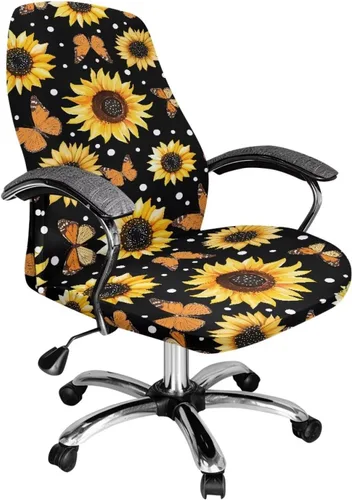Miniatura 14 de Funda para silla de oficina de mármol morado, lavable, funda para silla de escritorio, fundas para silla de computadora para silla giratoria, silla