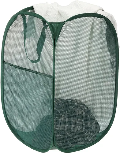 Miniatura 6 de PATIKIL Cesta de malla para lavandería, bolsa plegable con asas para lavandería, viajes, color negro
