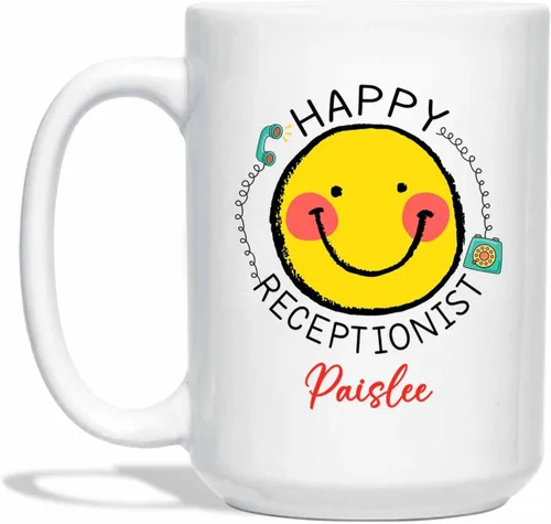 Taza de café de recepcionista personalizada, regalos para agradecimiento, taza blanca de recepcionista, taza de viaje para recepcionistas, taza de