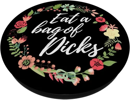 Miniatura 2 de Coma una bolsa de pollas negro divertido cita sarcástica diciendo regalo PopSockets agarre y soporte para teléfonos y tabletas