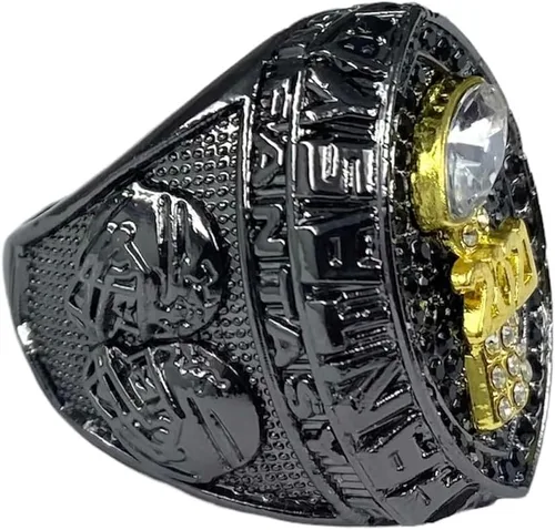 Miniatura 9 de Anillo de trofeo del campeonato de fútbol de fantasía 2023 Premio chapado en bronce negro para el ganador de la Liga de Fútbol Fantasía