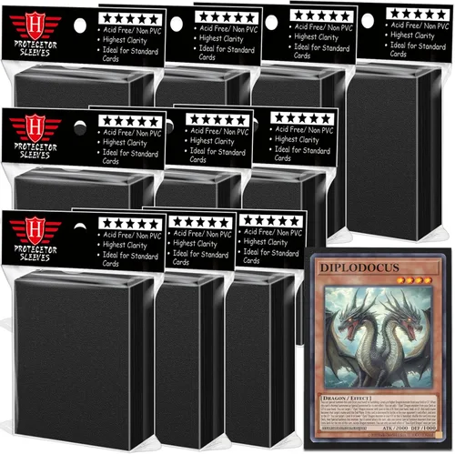 1000 piezas de fundas protectoras para cartas con apertura superior negras, fundas protectoras transparentes y suaves para cartas de colección, Negro