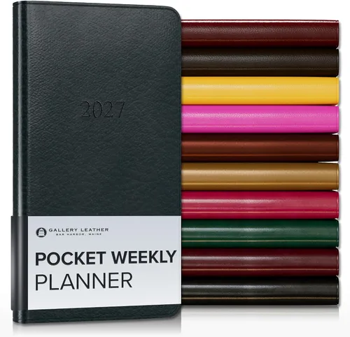 Miniatura 14 de Gallery Leather Agenda semanal y mensual grande 2025-2026, agenda y cuaderno con elegantes bordes de página dorados dorados, 12 meses, cactus Cactus