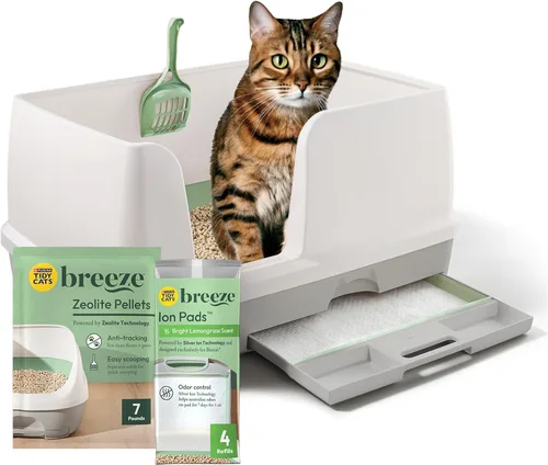 Purina Tidy Cats - Sistema de arena para gatos, Breeze XL todo en uno con control de olores y fácil de limpiar, no aglutinante, caja de 18 libras
