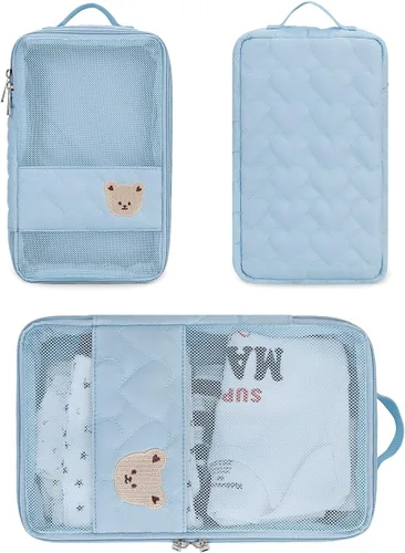 Miniatura 9 de Bolsas Organizadoras para Pañales de Bebé - Pack de 2 Bolsas Colgantes Impermeables con Diseño de Oso Lindo en Malla, Bolsas Reutilizables, Lavables