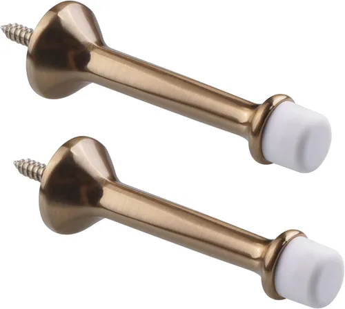 Triumph Hardware Tope de puerta rígido sólido de 3 pulgadas con punta de goma suave, tope de puerta sólido de metal de aleación de zinc que protege