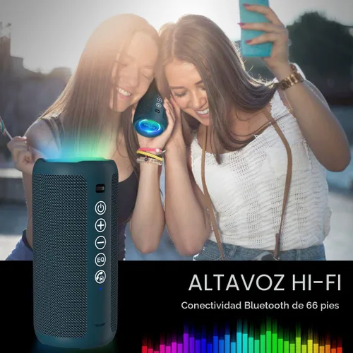 Miniatura 6 de Ortizan Altavoz Bluetooth portátil: IPX7 impermeable, sonido fuerte de 24 W, graves profundos, Bluetooth 5.3, luces LED, emparejamiento estéreo Azul