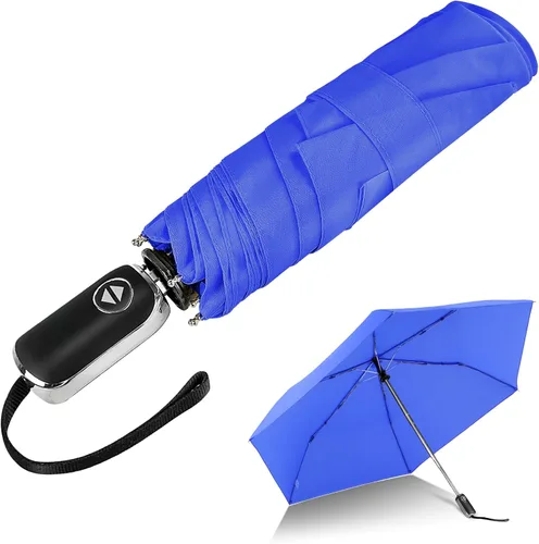 Miniatura 105 de LEAGERA Paraguas de viaje compacto para bolso, mango plano, impermeable para lluvia ligera