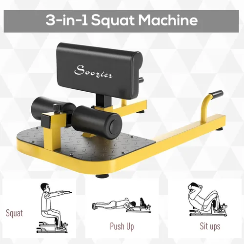 Miniatura 3 de Soozier 3-in-1 Padded Push Up Sit Up Deep Sissy Squat Machine Home Gym Fitness Equipment Amarillo