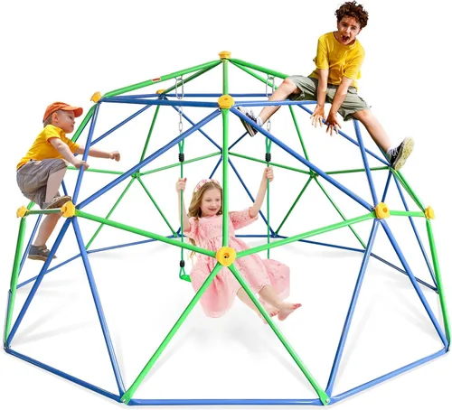 Miniatura 8 de JYGOPLA Domo de escalada para niños de 10 pies, capacidad de 800 libras, resistente a los rayos UV y al óxido, gimnasio geométrico de jungla