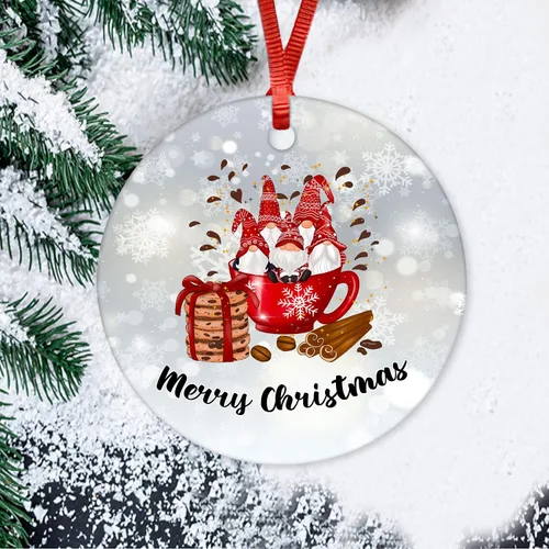 Miniatura 7 de ArogGeld Adorno redondo de cerámica con diseño de gnomo de Navidad, recuerdo de porcelana plana, árbol de Navidad, vacaciones, decoración de fiesta