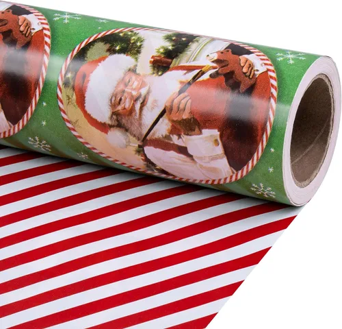 Miniatura 8 de RUSPEPA Reversible Christmas Wrapping Paper Roll, Mini Roll, Gingerbread Pinecone and Snowflake Design Gift Wrap for Christmas Presents, Winter