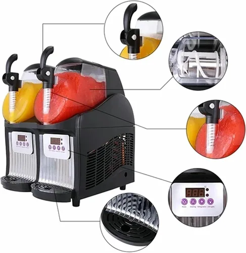 Miniatura 2 de Máquina comercial del aguanieve del hielo, máquina congelada del granizado de la bebida del tanque doble 2.5L, fabricante de la bebida del batido