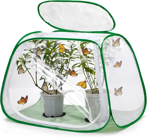 Hábitat grande de red de insectos y mariposas para exteriores, con cubierta superior a prueba de lluvia aumenta la tasa de supervivencia, diseño