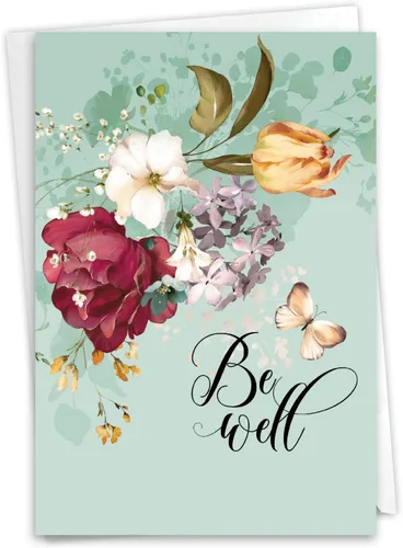 NobleWorks Tarjeta de Papel en Blanco para Recuperación con Sobre de 5 x 7 Pulgadas (1 Tarjeta) Be Well Soon-Green C10350DGWB