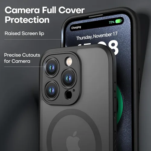 Miniatura 4 de CellEver Funda magnética fuerte para iPhone 15 Pro [protección de cámara] [prueba de caídas de grado militar] [compatible con MagSafe] Funda delgada