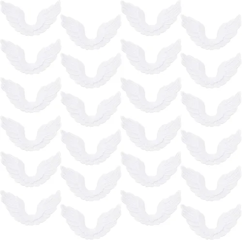 24 piezas de alas de ángel de plástico adornos de Navidad DIY manualidades accesorios de plástico alas de ángel para manualidades adornos blancos