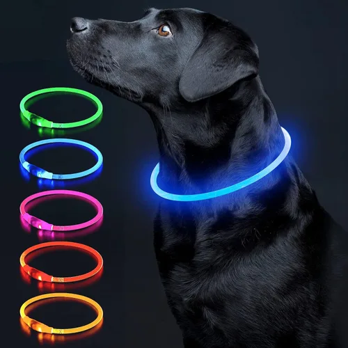 Miniatura 13 de Colaseeme Collar de perro con luz LED, collar de perro con luz, recargable por USB, TPU brillante, luz de seguridad, luces para perros medianos