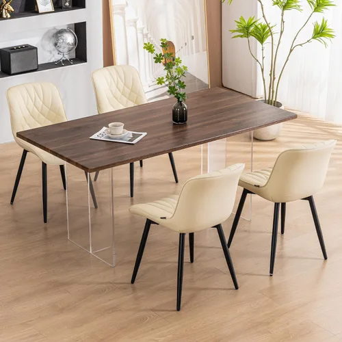 Miniatura 7 de YOUNUOKE Juego de 2 Sillas de Comedor de Mediados de Siglo Modernas Silla de Cocina Cómodas Sillas Tapizadas de Cuero Sintético Sillas de Cena