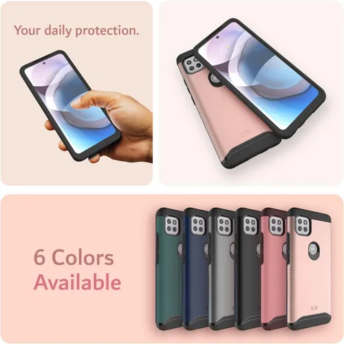 Miniatura 7 de TUDIA DualShield - Funda para teléfono Motorola One 5G ACE 2021, [Fusionar] a prueba de golpes, grado militar, doble capa, resistente, delgada, Oro