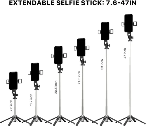 Miniatura 2 de MYBAT PRO - Trípode para selfie stick con control remoto, 4 en 1 extensible portátil Bluetooth Selfie Stick con luces y trípode para teléfono