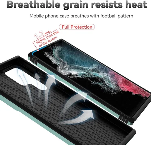 Miniatura 9 de Funda para Samsung Galaxy S22 Ultra con protector de pantalla para lente de cámara, protector de pantalla, prueba de caídas de grado militar, Verde