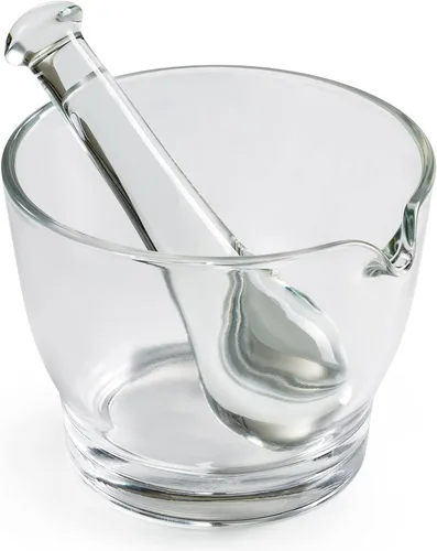 Ultrassist Mortero de vidrio de 16oz y cuenco de mortero, amoladora y mezclador de medicina para farmacia o laboratorio de ciencias
