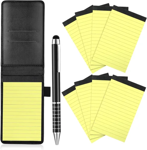 Miniatura 14 de Juego de bloc de notas pequeño, 10 piezas, incluye mini soporte para bloc de notas con 50 hojas con reglones, bolígrafo de metal y 8 cuadernillos