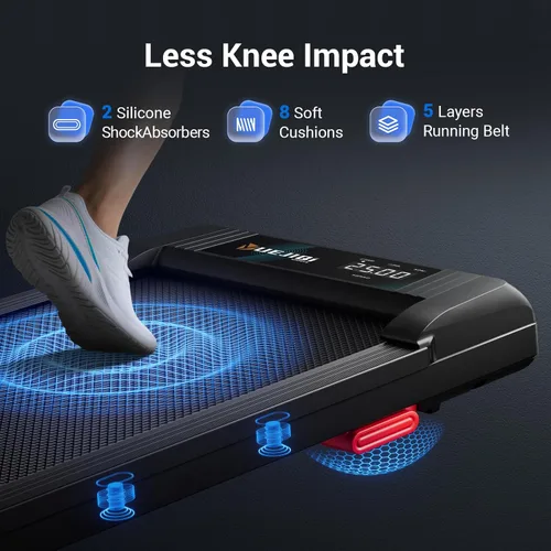 Miniatura 8 de YUEJIQI Caminadora para debajo del escritorio con inclinación para oficina en casa, 2.5 HP portátil caminadora con capacidad de peso de 280 libras